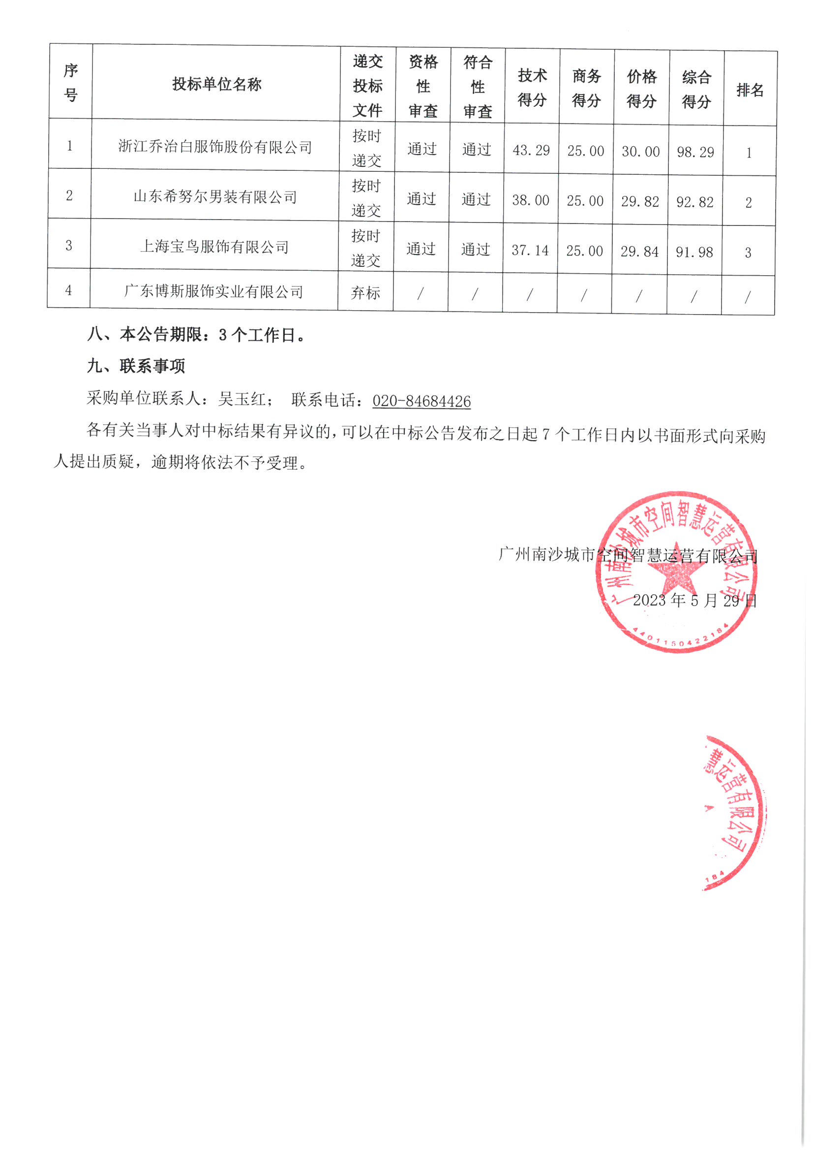 【中標(biāo)公告】廣州南沙城市空間智慧運(yùn)營(yíng)有限公司2023年度員工工服采購(gòu)項(xiàng)目(2) (2).jpg